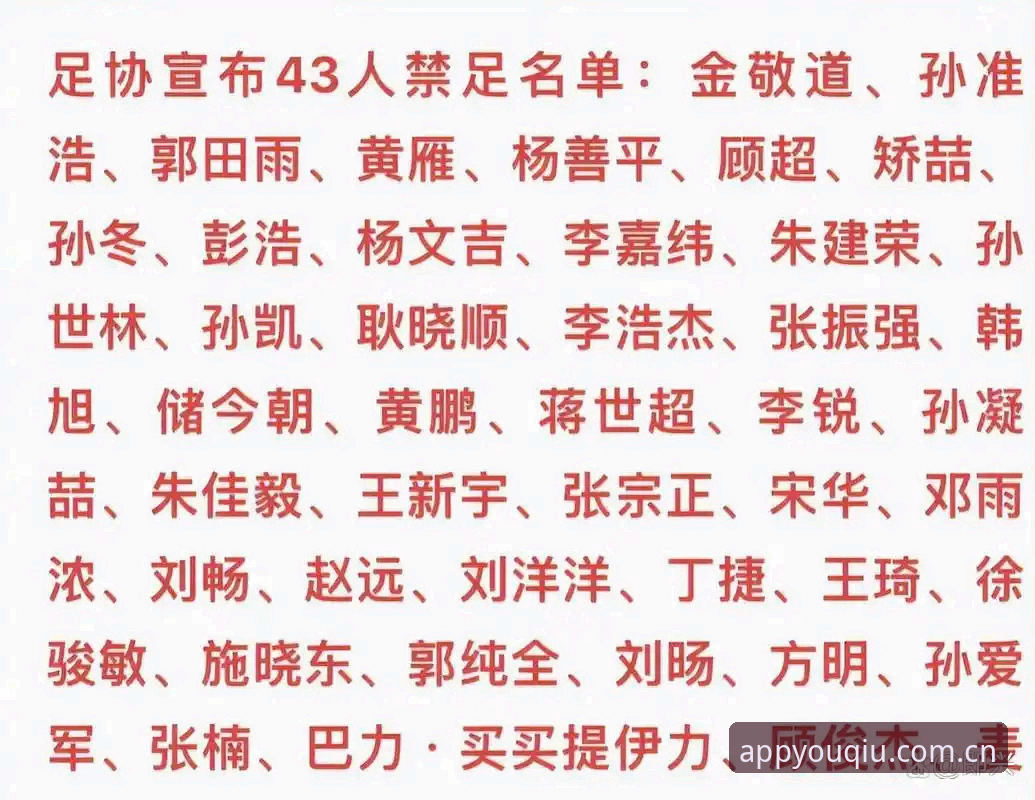 足协第三批禁足名单深度分析：终身禁足与五年禁赛背后，有球体育即时比分折射的联赛信用重建